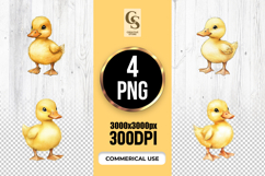 Cute Baby Duck Watercolor Clipart Sublimation PNG Product Image 1
