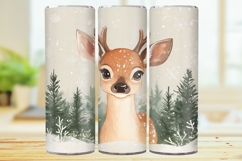 Winter Reindeer 20oz Skinny Tumbler Wrap Sublimation. Product Image 1