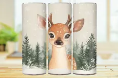Winter Reindeer 20oz Skinny Tumbler Wrap Sublimation. Product Image 1