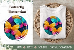 Cartoon Butterfly Illustration, Colorful Butterfly Print Product Image 1