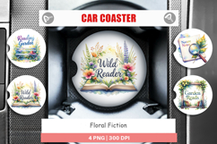 Floral Reading Quotes Car Coaster Product Image 1