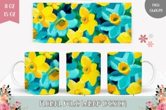 Narcissus Mug Template, Blue Coffee Mug Sublimation Design Product Image 1