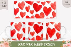 Love Hearts Mug Design, Red Valentines Day Mug Sublimation Product Image 1