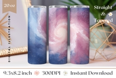 Watercolor Space Tumbler Design, Pink Tumbler Template Product Image 1