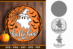 Hello Boo, Halloween Round Door Sign SVG PNG Laser Cut Files Product Image 1