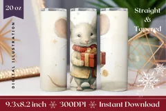 Christmas Tumbler Sublimation, Watercolor Mouse Tumbler Wrap Product Image 1