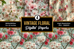 Vintage Floral Digital Paper Product Image 1