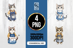 Watercolor Artist Cat Clipart Sublimation PNG Product Image 1