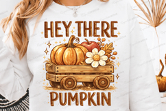 Hey There Pumpkin SVG PNG Vintage Fall Pumpkin Wagon Autumn Product Image 1