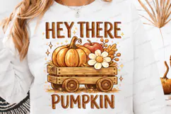 Hey There Pumpkin SVG PNG Vintage Fall Pumpkin Wagon Autumn Product Image 1