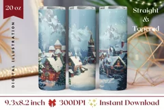 Christmas Town Tumbler Design, Christmas Village Sublimation Product Image 1