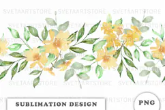 Watercolor Flowers Seamless Border png Product Image 1