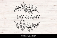 Hand Drawn Wedding Name SVG With Leaf Branch Details Product Image 1