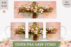 Floral Christian Cross Mug Wrap, Christian Mug Template Product Image 1