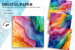 Rainbow Watercolor Alcohol Ink Background Digital Paper Product Image 1