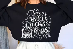 For Unto Us a Child Is Born PNG, Isaiah 9:6 Christian Nativi Product Image 1