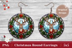 Christmas Round Earring, Christmas Deer Sublimation Design Product Image 1