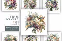 Bridal Wedding Bouquet | Watercolour Clipart JPG Product Image 1