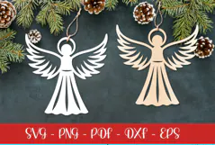 Christmas Angel laser SVG PNG| Christmas ornament Product Image 1