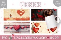 Love Hearts Mug Design, Cowboy Mug Sublimation Designs Product Image 1