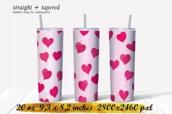Valentine's hearts tumbler, 20 oz skinny tumbler sublimation Product Image 1