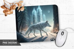 Spectral Wolf in a Frozen City of Glass Mouse Pad PNG Design Product Image 1