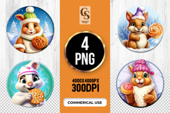 Cute Winter Bunny With Cookies Clipart Sublimation PNG Product Image 1