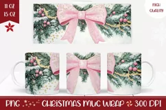 Watercolor Christmas Mug, Pink Christmas Ribbon Mug Wrap Product Image 1
