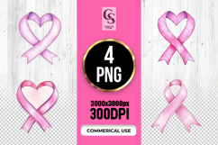Pink Ribbon Heart Clipart Sublimation PNG Product Image 1