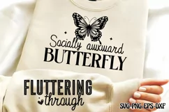 Socially awkward butterfly Sleeve SVG PNG Product Image 1