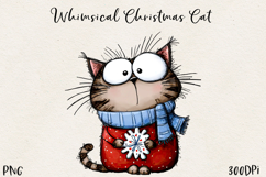 Cute Christmas Cat PNG | Whimsical Holiday Kitty Clipart Product Image 1