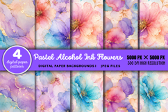 Pastel Alcohol Ink Flowers Backgrounds JPG Product Image 1