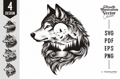 Wolf Silhouette with Mountain and Forest Product Image 1
