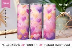 Pastel Tumbler Sublimation, Valentine's Day Tumbler Wrap PNG Product Image 1