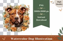 Watercolor Pit Bull Dog Illustration, Pit Bull PNG Product Image 1