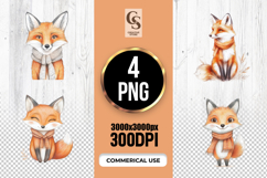 Cute Fox Animal Illustration Clipart Sublimation PNG Product Image 1