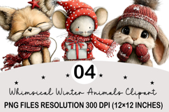 Whimsical Winter Animals Clipart Valentine's Day PNG Product Image 1