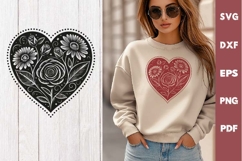 Valentine's Day Cutting Board SVG, Vintage Roses Laser file Product Image 2