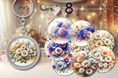 Gentle flowers | Car coaster &amp; key chain sublimation design Product Image 1