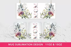 Mother's Day Floral Mug Wrap, Mug Sublimation png Product Image 1