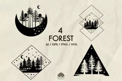 4 Forest silhouettes SVG PNG EPS Product Image 1