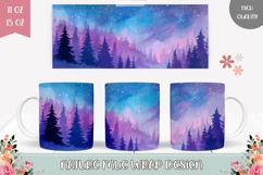 Night Sky Mug Sublimation, Night Forest Mug Wrap Design Product Image 1
