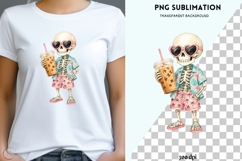 Tropical Goth Skeleton Clipart PNG, Summerween Skull, Beach Product Image 3