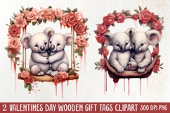 Valentine Animal On Swings Clipart, Valentine Animal Clipart Product Image 1