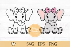 Baby Elephant svg, Cute Elephant Girl svg, Cut file, Png Product Image 1