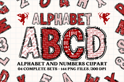 Valentine Alphabet Clip Art, valentines day letters doodle Product Image 1