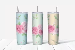 Delicate flowers peonies and roses Skinny tumbler wrap Product Image 5