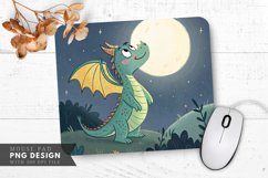 Moonlit Joy A Tiny Dragon Mouse Pad PNG Design Product Image 1
