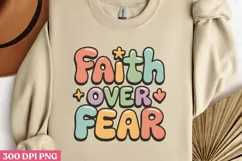 Faith over fear PNG, Retro Christian Sublimatio Product Image 1