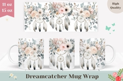 Dreamcatcher Mug Wrap, Floral Mug Design, Boho Mug Template Product Image 1
